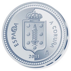 2011 Spanish coin showing the Tower of Hercules